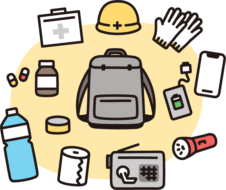 様々な防災グッズのイラスト