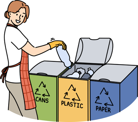 分別する主婦のイラスト